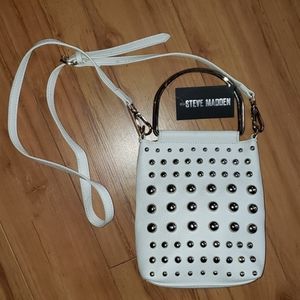 Steve Madden white purse or clutch w/ metal studs